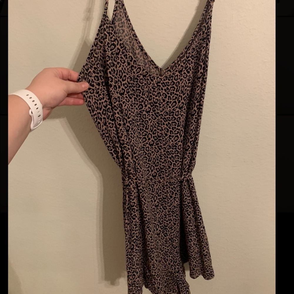 Cheetah romper with tie waist